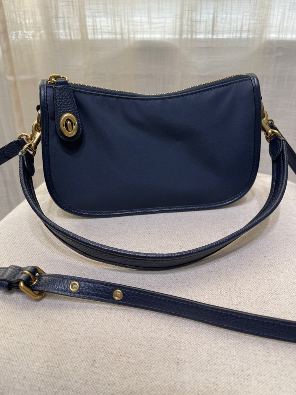 (New) Coach Navy Shoulder Bag with Gold Accent - Women's Crossbody